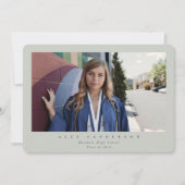 Faire-part Gris-Vert Simple Moderne Simple Photo Graduation (Devant)