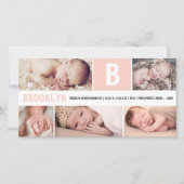 Faire-part Gros bébé rose initial Monogramme 5 Multi Photo Na (Devant)