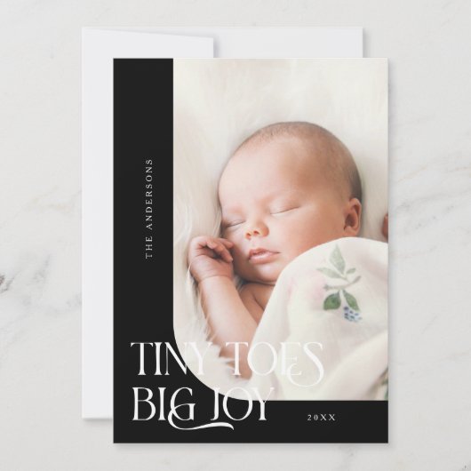 Faire-part Grosse Joie Joyeuse Black Photo Naissance (Devant)