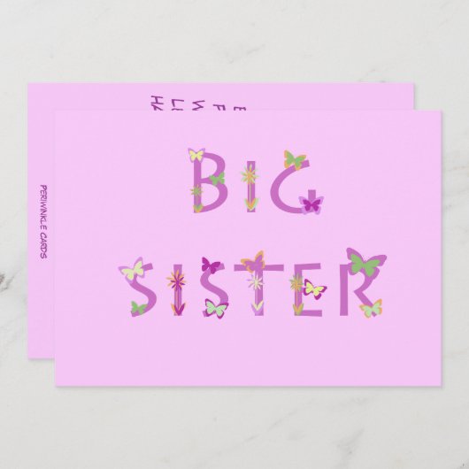 Faire-part Grosse soeur Faire-part, papillons & fleurs (Devant / Derrière)