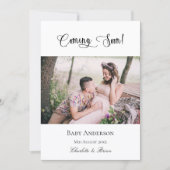 Faire-part Grossesse bientôt enceinte bébé photo rose (Devant)