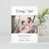 Faire-part Grossesse bientôt enceinte bébé photo rose (Debout devant)