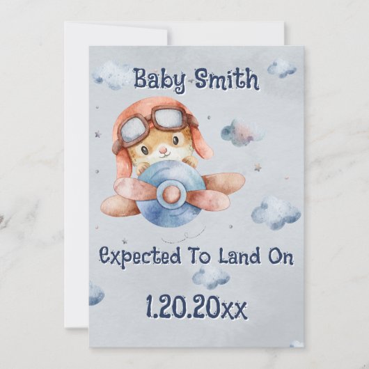 Faire-part Grossesse d'atterrissage d'avion mignonne (Devant)