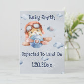 Faire-part Grossesse d'atterrissage d'avion mignonne (Debout devant)