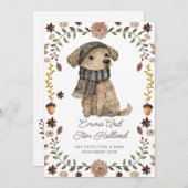 Faire-part Grossesse de chien d'aquarelle mignonne (Devant / Derrière)