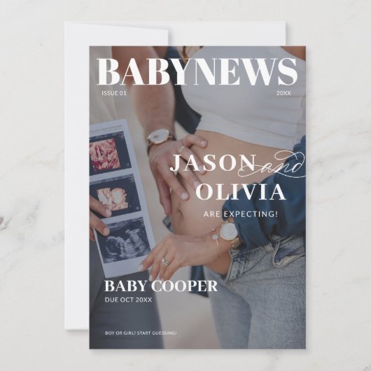 Faire-part Grossesse de couverture de magazine moderne (Devant)