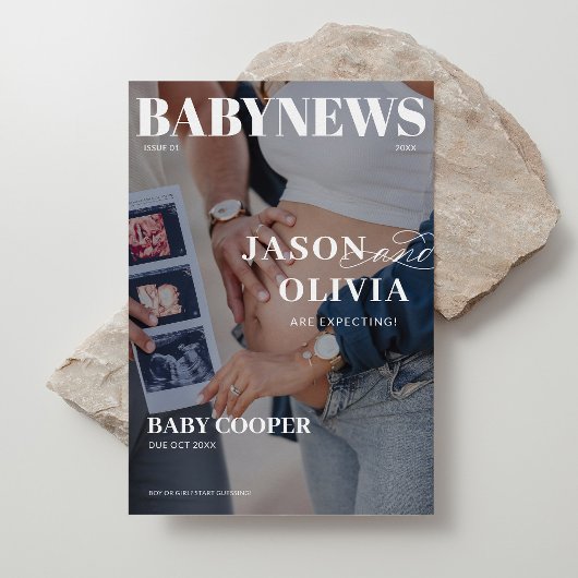 Faire-part Grossesse de couverture de magazine moderne