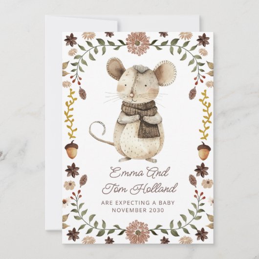 Faire-part Grossesse de la souris aquarelle (Devant)