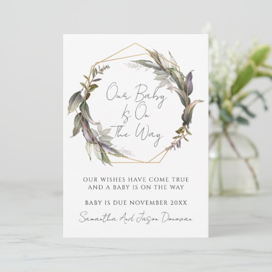 Faire-part Grossesse de verdure rustique (Debout devant)