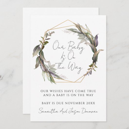 Faire-part Grossesse de verdure rustique (Devant / Derrière)