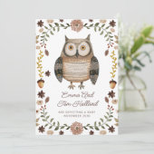 Faire-part Grossesse du hibou de l'aquarelle mignonne (Debout devant)