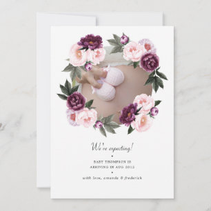 Faire-part Grossesse en velours profond et rose vif