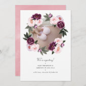 Faire-part Grossesse en velours profond et rose vif (Devant / Derrière)