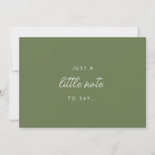 Faire-part Grossesse Minimal Olive Green "Just A Little Note" (Devant)