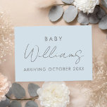 Faire-part Grossesse minimaliste moderne Pastel Bleu<br><div class="desc">Carte de faire-part de grossesse moderne pastel bleu minimaliste personnalisée nom. Faites savoir à vos amis et à votre famille que vous attendez avec ce design minimaliste élégant.</div>