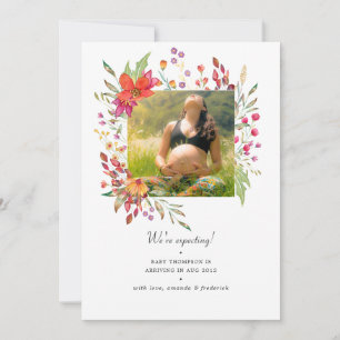 Faire-part Grossesse photo Fleur sauvage d'Aquarelle