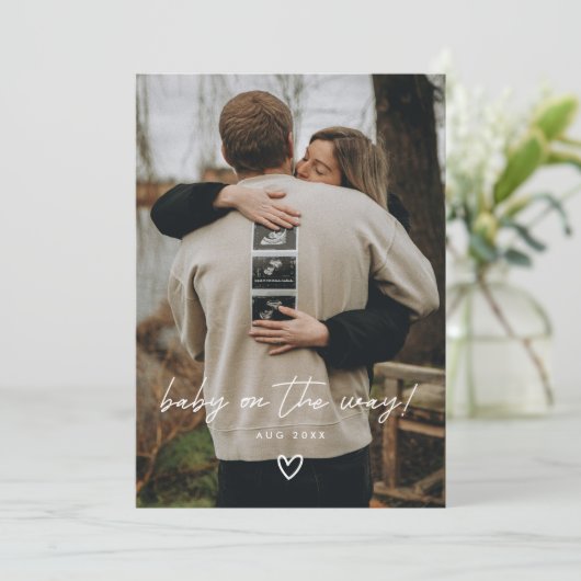 Faire-part Grossesse photo minimaliste moderne (Debout devant)