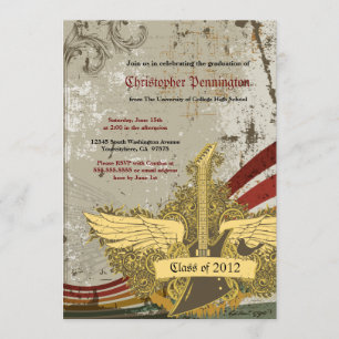 Faire-part grunge de fête de remise des diplômes