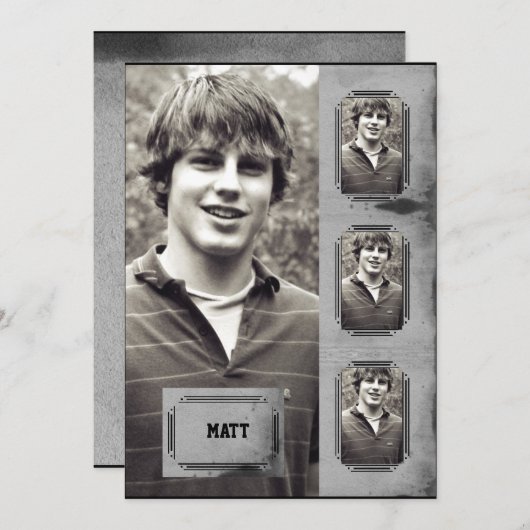 Faire-part grunge d'obtention du diplôme de (Devant / Derrière)