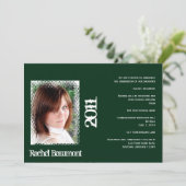 Faire-part grunge vert et blanc d'obtention du (Debout devant)