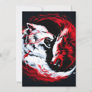 Faire-part Guerrier Loup Cosmique Rouge Blanc