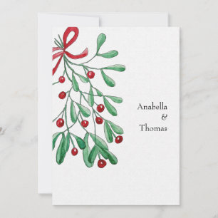Faire-part Guirlande de Noël rustique aquarelle peinte à la m