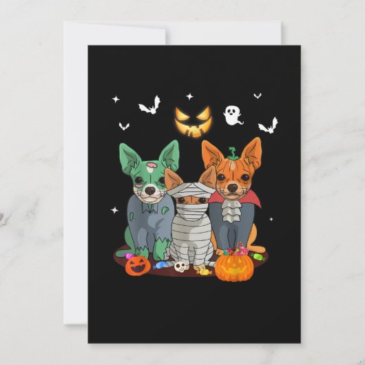 Faire-part Halloween Chihuahua Chien sorcier mignon cadeau Da (Devant)