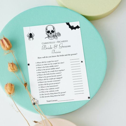 Faire-part Halloween Couple trivia jeu de douche nuptiale Car