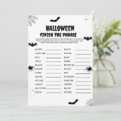 Faire-part Halloween effrayant finir la phrase partie de jeu  (Debout devant)