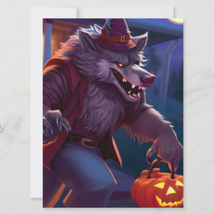 Faire-part Halloween/loup-garou/automne