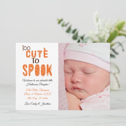 Faire-part Halloween Trop mignonne Pour Parler Photo Nouvelle (Debout devant)