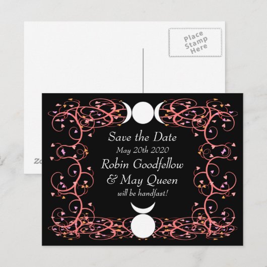 Faire-part Handfasting Save the Date Carte postale Déesse & D (Devant / Derrière)