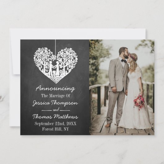 Faire-part Hanging Heart Tree Chalkboard Mariage Collection (Devant)
