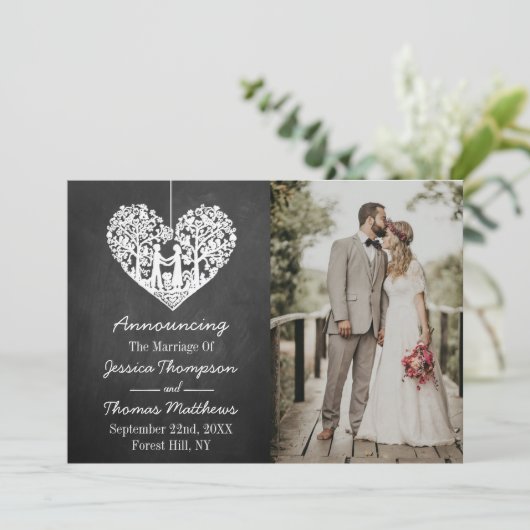 Faire-part Hanging Heart Tree Chalkboard Mariage Collection (Debout devant)