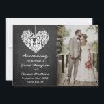 Faire-part Hanging Heart Tree Chalkboard Mariage Collection<br><div class="desc">Faites savoir à tout le monde que vous l'avez fait, votre mariage dans le style avec ces cartes de faire-part mariages élégantes et très tendance. Le design est facile à personnaliser avec votre libellé d'événement spécial et votre famille et vos amis seront enchantés quand ils reçoivent ces fabuleuses cartes de...</div>