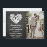 Faire-part Hanging Heart Tree Chalkboard Mariage Collection<br><div class="desc">Faites savoir à tout le monde que vous l'avez fait, votre mariage dans le style avec ces cartes de faire-part mariages élégantes et très tendance. Le design est facile à personnaliser avec votre libellé d'événement spécial et votre famille et vos amis seront enchantés quand ils reçoivent ces fabuleuses cartes de...</div>