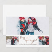 Faire-part Happiest Holidays Rose Gold Stars Photo Collage (Devant / Derrière)