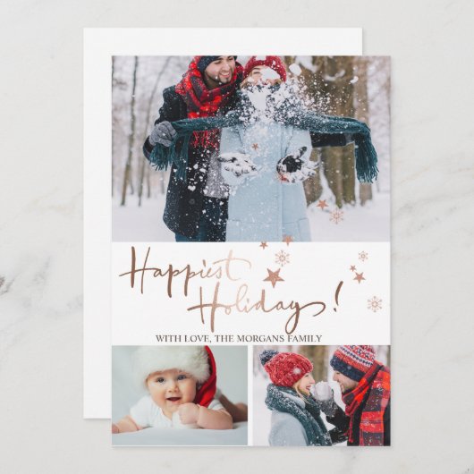 Faire-part Happiest Holidays Stars Photo Collage (Devant / Derrière)