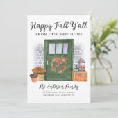 Faire-part Happy Fall New Home Porte Citrouille Holiday Movin (Debout devant)