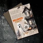 Faire-part Happy Halloween Éffrayant Ghost Party Poem Invitat