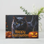 Faire-part Happy Holloween - Chat noir (Debout devant)