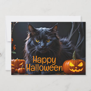 Faire-part Happy Holloween - Chat noir