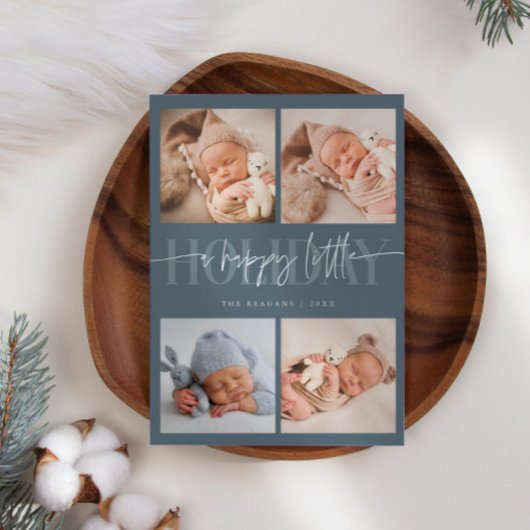 Faire-part Happy Little Holiday Slate Blue Multi Photo Birth