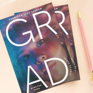 Faire-part HAUT DE L'ÉCOLE Texte de la photo en gras blanc