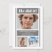 Faire-part He Did It Simple Minimalist Gray Graduation (Devant)