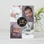Faire-part Hello Baby Black Gold Photo Collage Naissance (Debout devant)