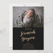 Faire-part Hello Baby Black Gold Photo Collage Naissance (Dos)