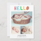 Faire-part Hello Baby mignonne couleur 4 Photo Collage simple (Devant)