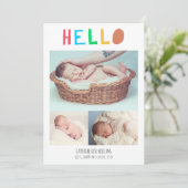Faire-part Hello Baby mignonne couleur 4 Photo Collage simple (Debout devant)