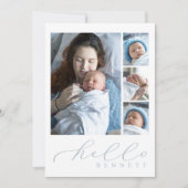 Faire-part Hello Baby Simple Script Photo Collage Naissance (Devant)